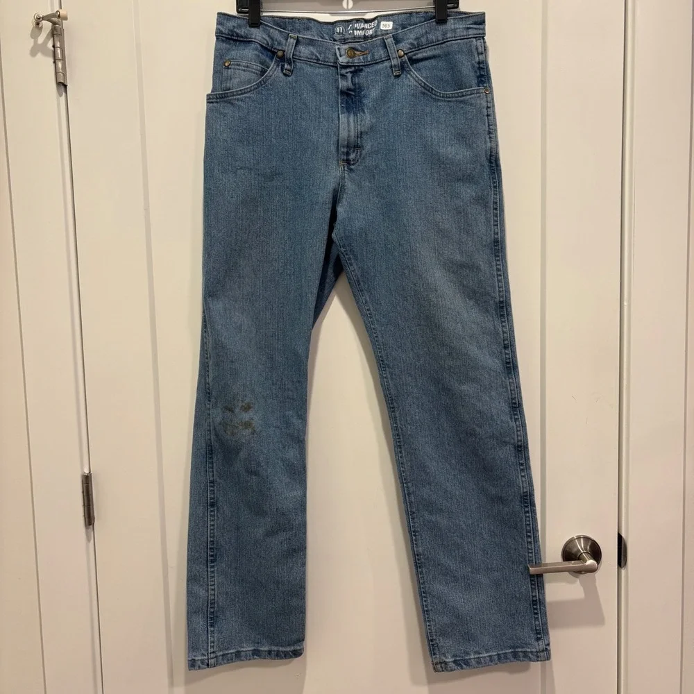 Wrangler 47 Advanced Comfort Regular Fit Jeans‎ Mens 34x32 Blue Denim 1047MACSB